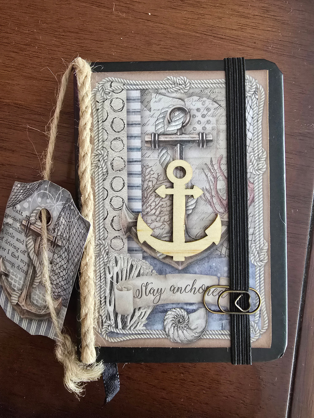 "Anchor" Mini hand-decorated notebook from the Ocean series