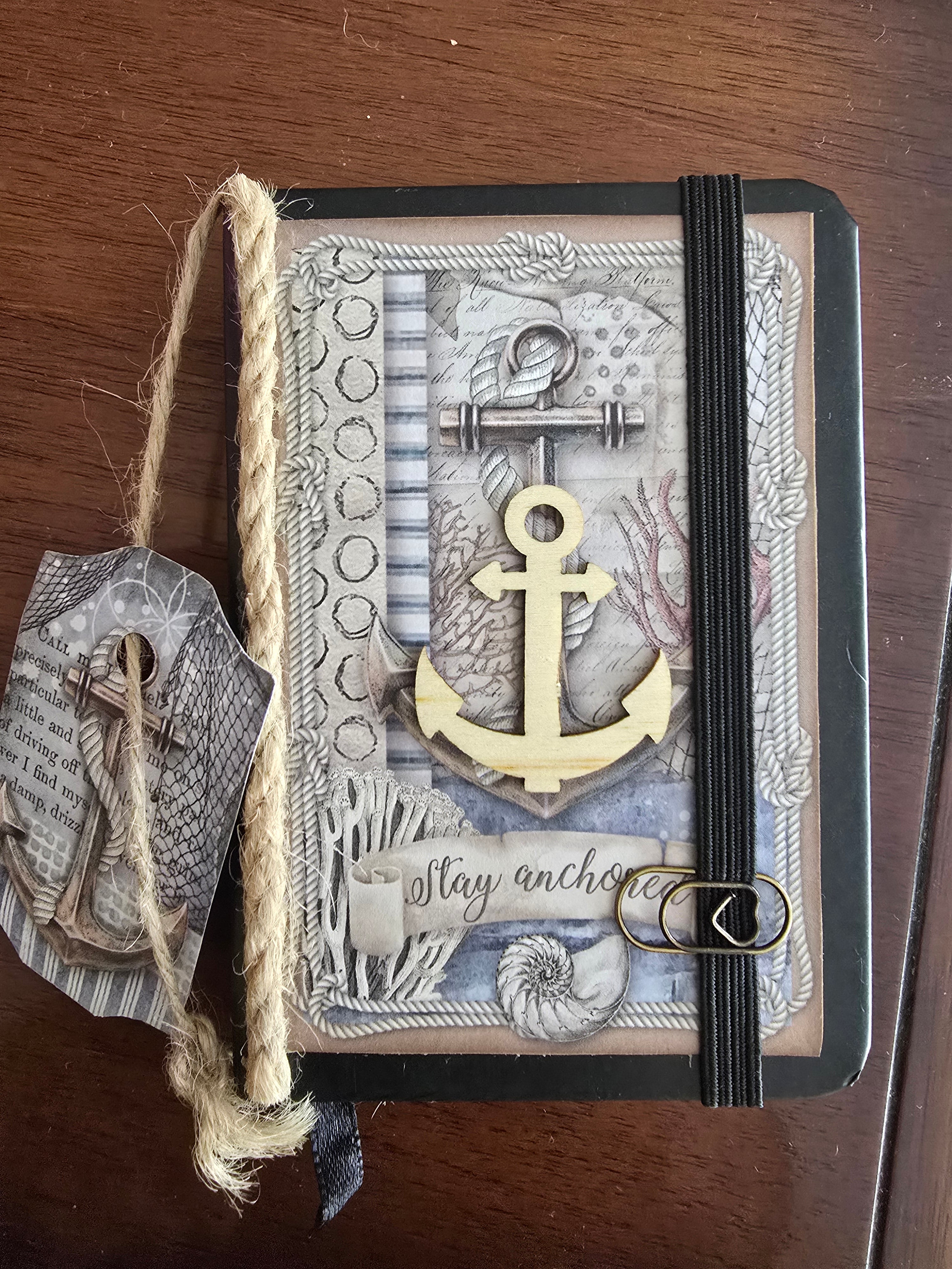 "Anchor" Mini hand-decorated notebook from the Ocean series