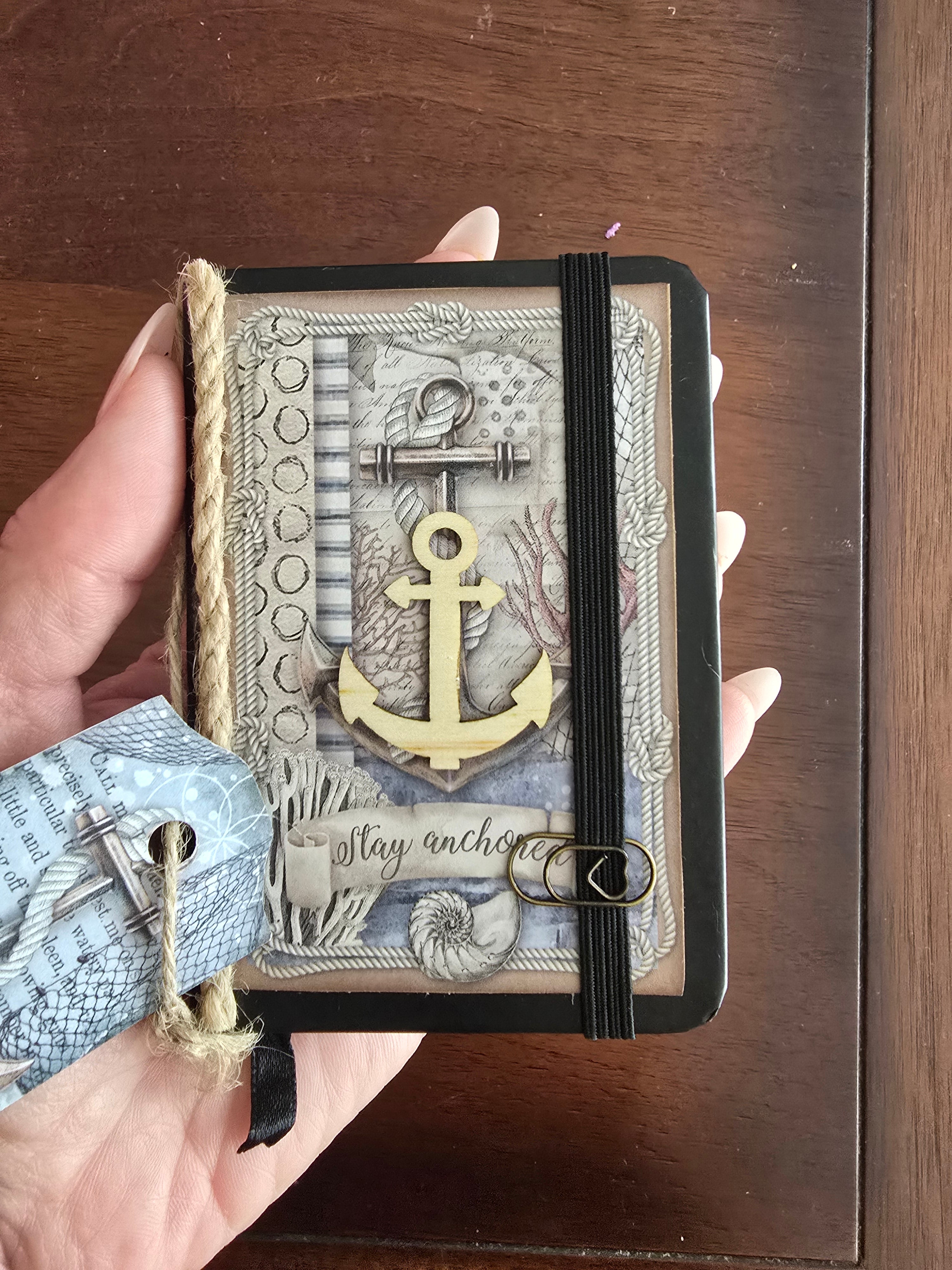 "Anchor" Mini hand-decorated notebook from the Ocean series
