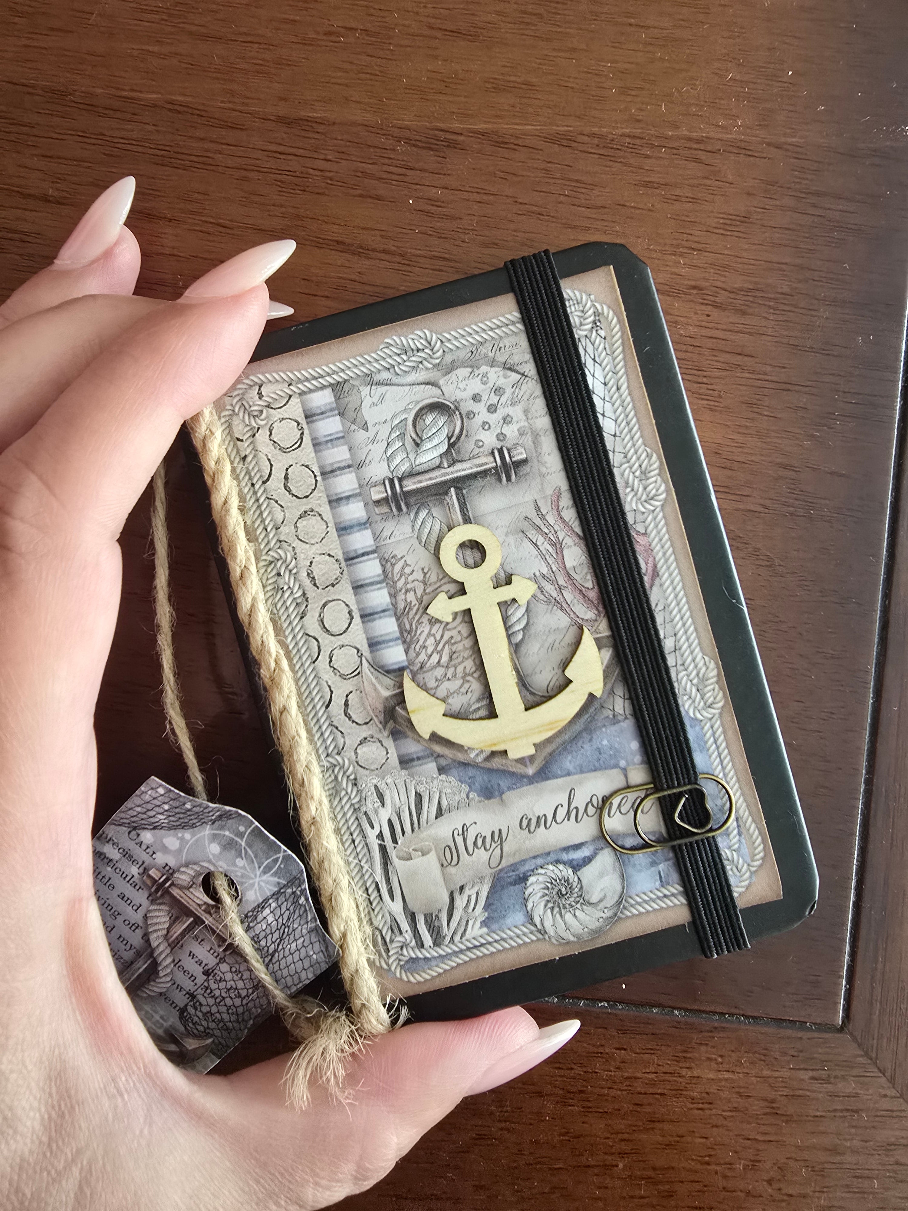 "Anchor" Mini hand-decorated notebook from the Ocean series