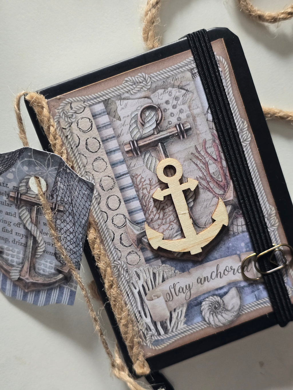"Anchor" Mini hand-decorated notebook from the Ocean series