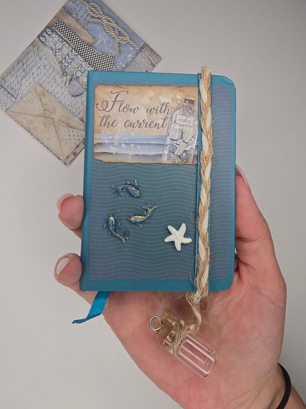 "Bottle" Mini cuaderno decorado a mano de la serie Ocean