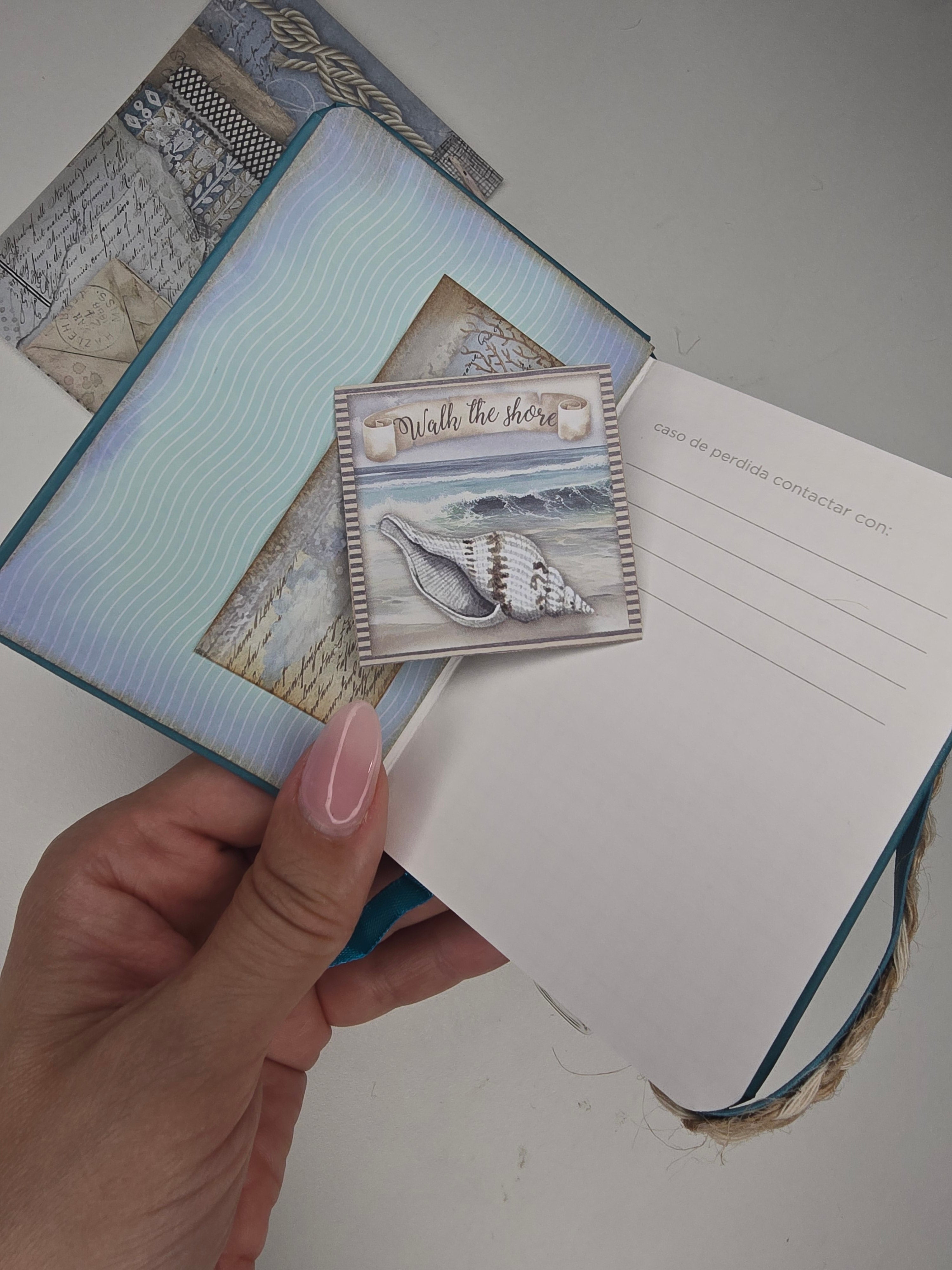 "Bottle" Mini cuaderno decorado a mano de la serie Ocean