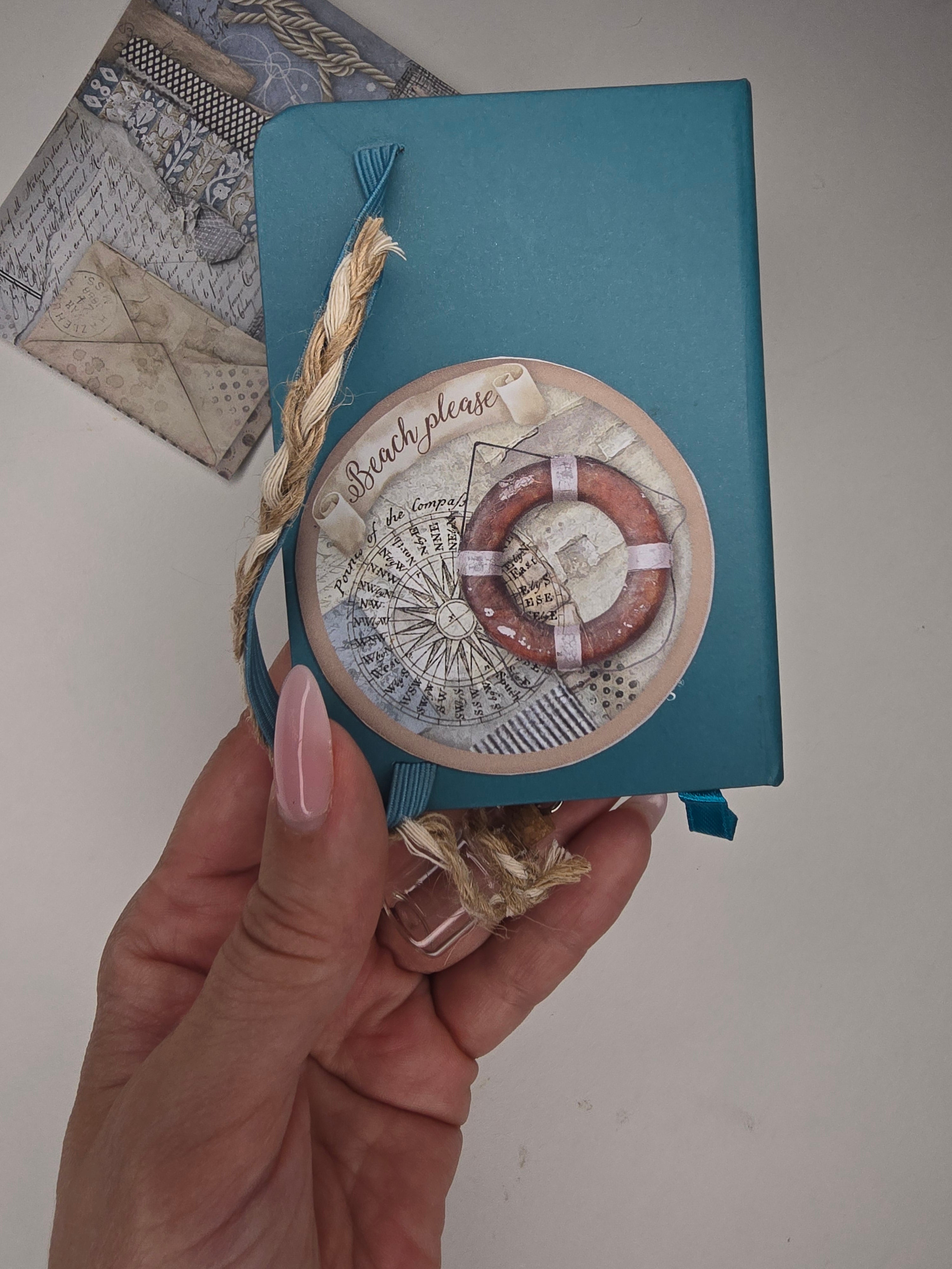 "Bottle" Mini cuaderno decorado a mano de la serie Ocean