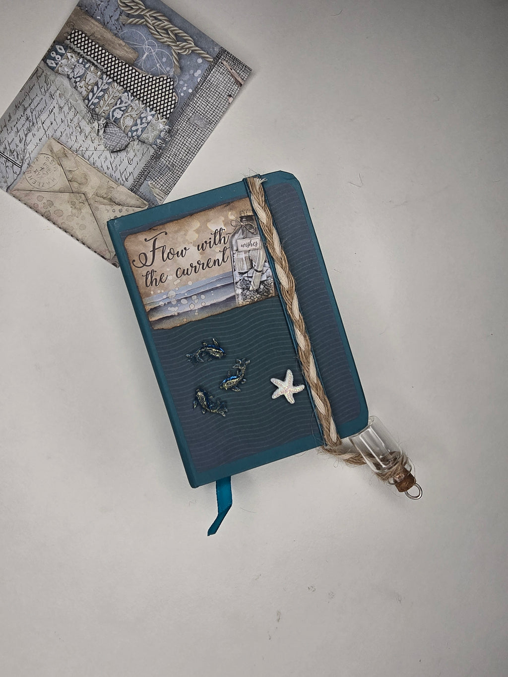 "Bottle" Mini cuaderno decorado a mano de la serie Ocean