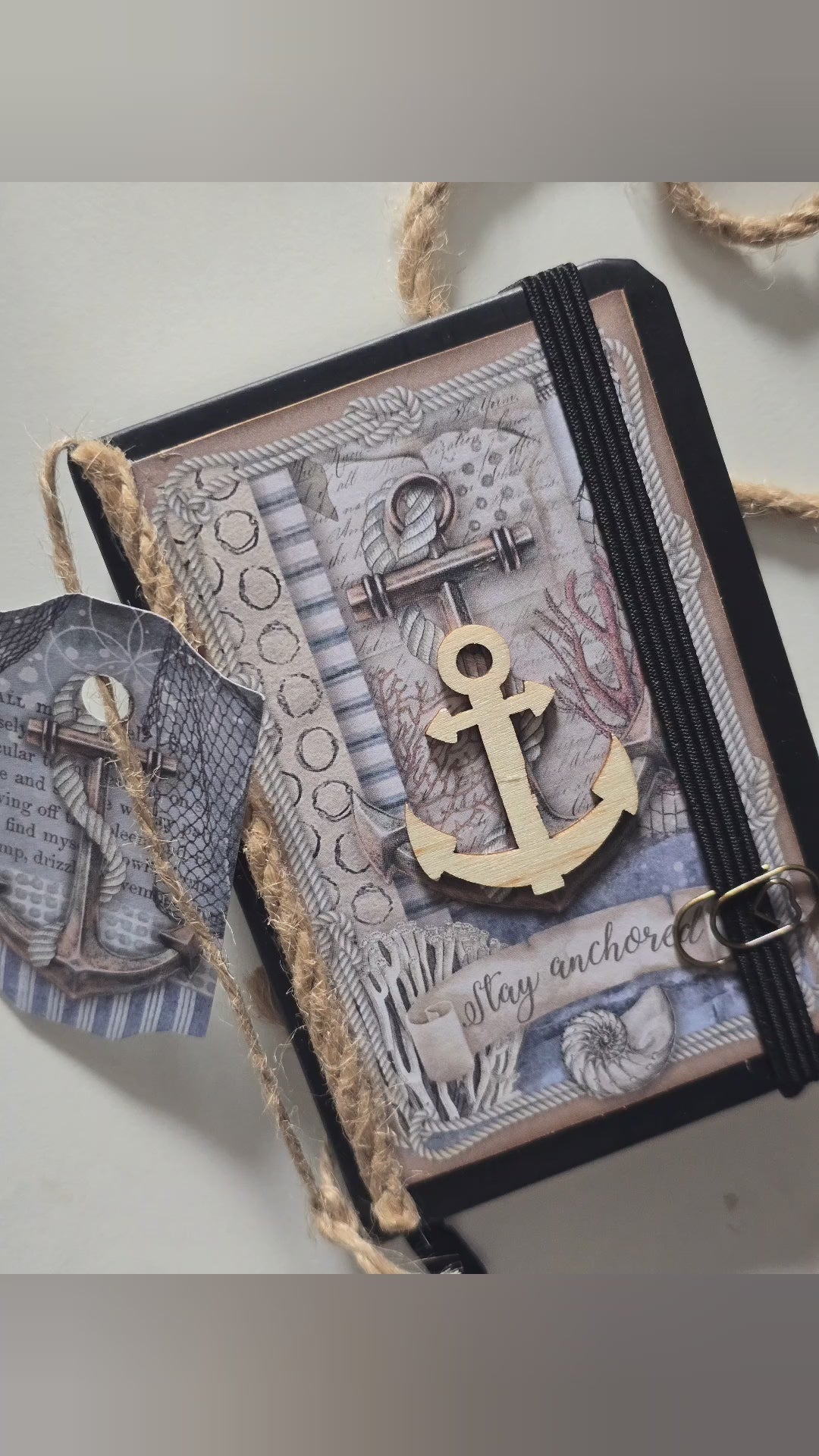 "Anchor" Mini hand-decorated notebook from the Ocean series